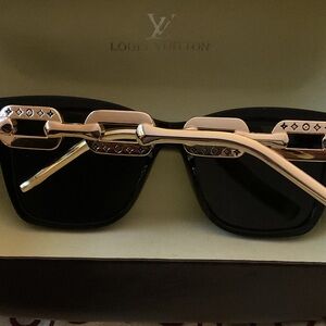 Louis Vuitton Black Sunglasses with Gold Detailing